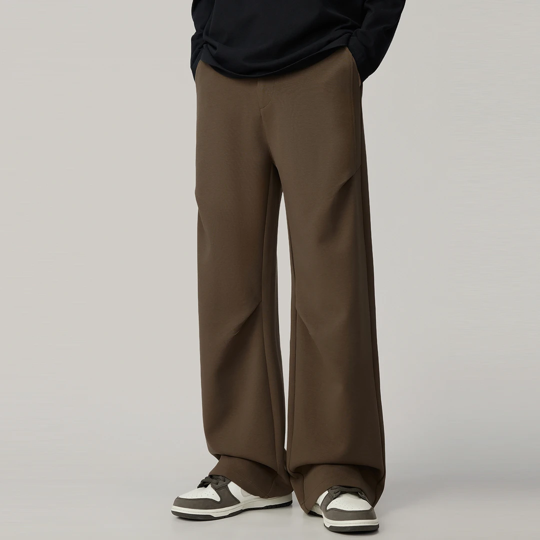 美式高街重磅运动卫裤2025秋季新款咖色休闲裤男生宽松直筒阔腿裤