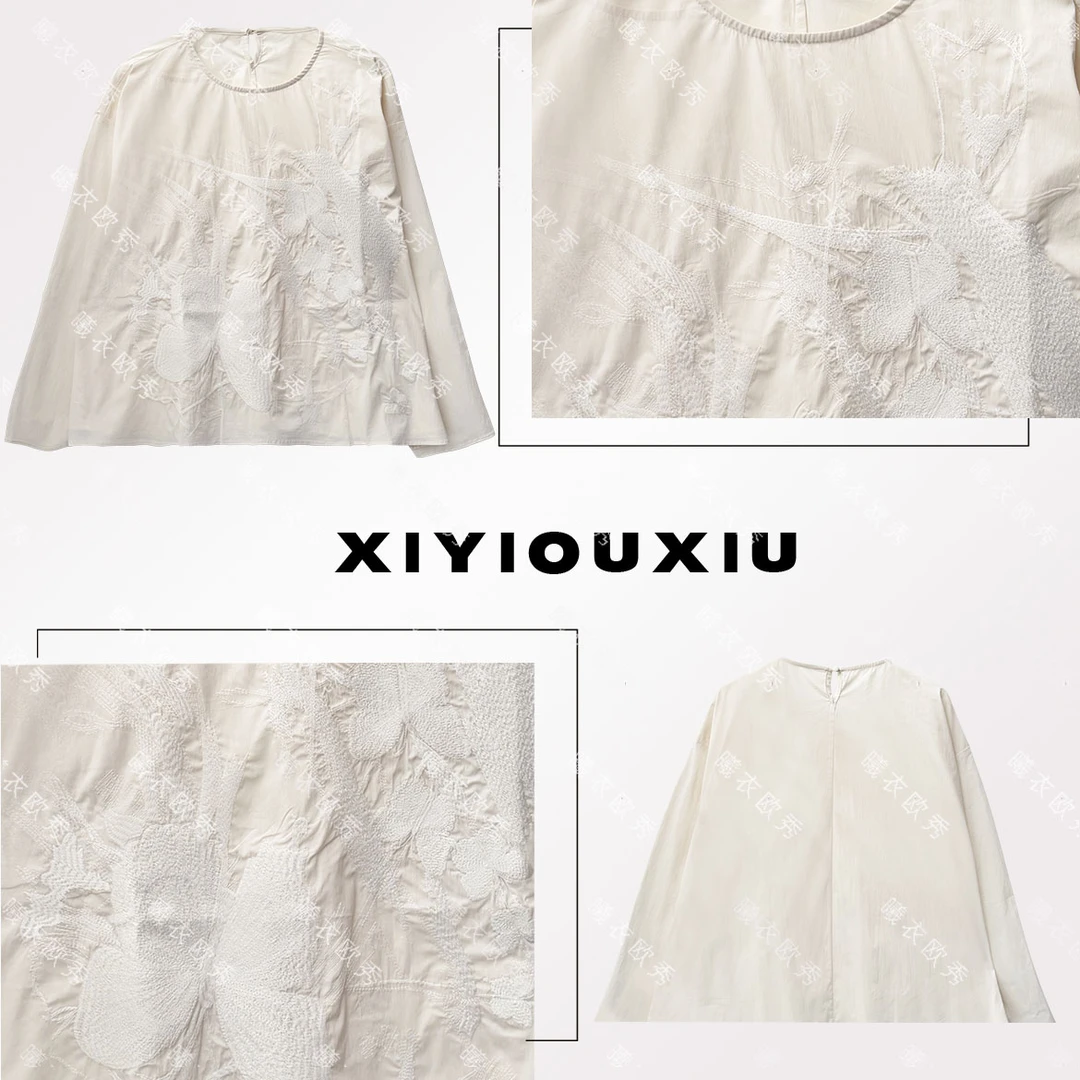 辰曦同款【蝶语】高定款新中式棉质叠针法刺绣衬衫