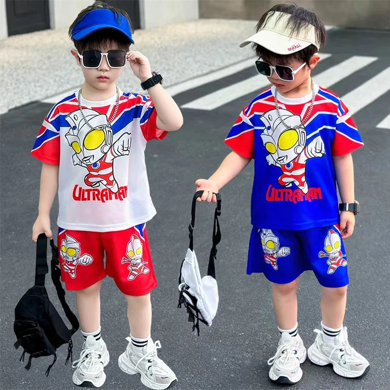 男童夏天薄款速干套装奥特曼儿童衣服2025新款男孩夏季短袖两件套