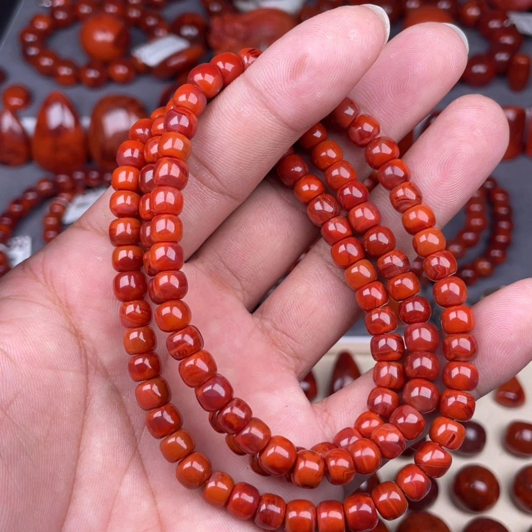 南红玛瑙未镶嵌瓦西南红老型佛珠6mm+
