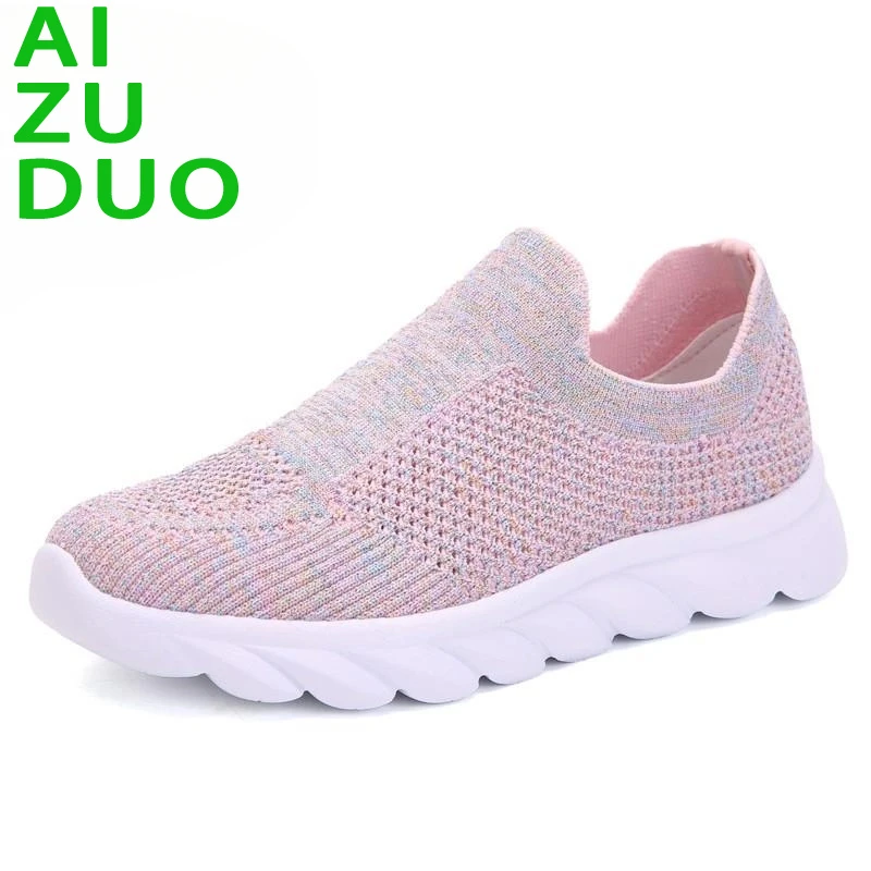 多运动走路鞋秋季男鞋女鞋透气镂空软底飞织一脚蹬运动休闲鞋子