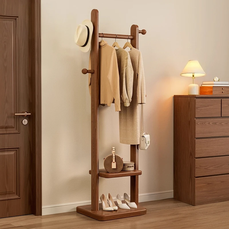 特厚实木挂衣架卧室落地衣帽架家用加粗加厚门口不占地简洁置衣架