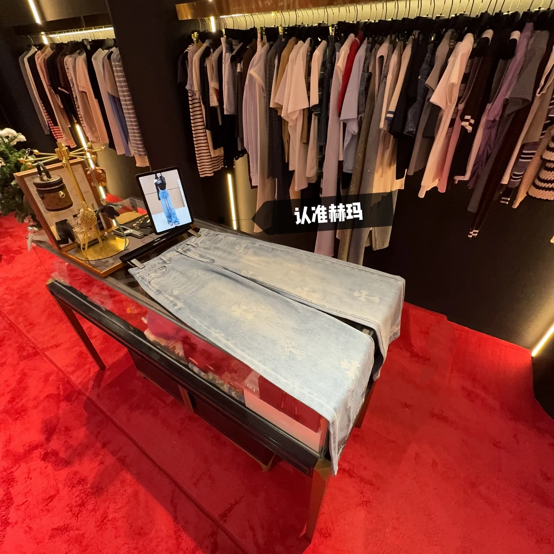 认准赫玛 25Chrome❤ 激烧logo中高腰阔腿牛仔裤#1493上新