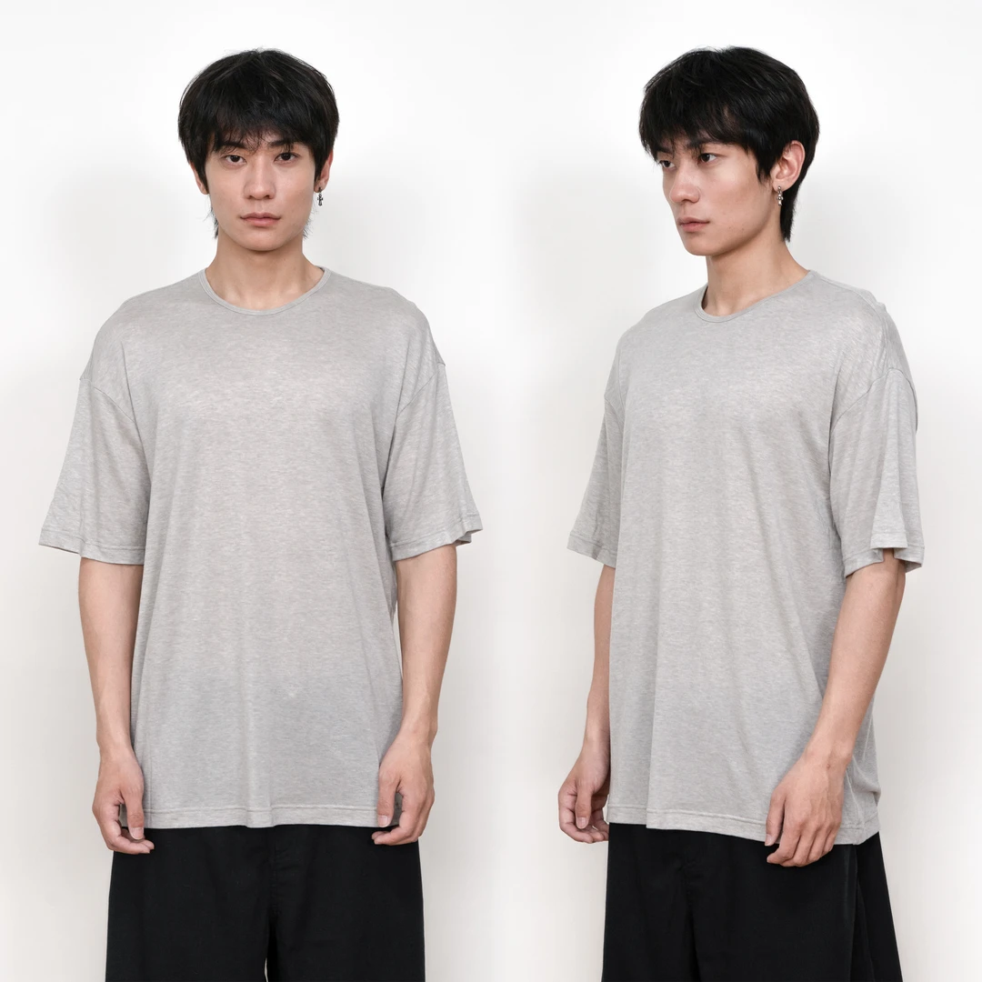 澳洲美丽奴棉羊毛+奥地利兰精天丝 高端简约夏季宽松短袖纯色T恤