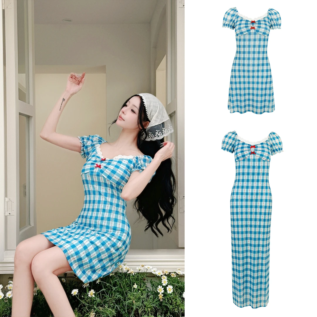 【海盐泡芙】韩系俏皮bm风连衣裙气质显瘦夏日欧若风长短款82009