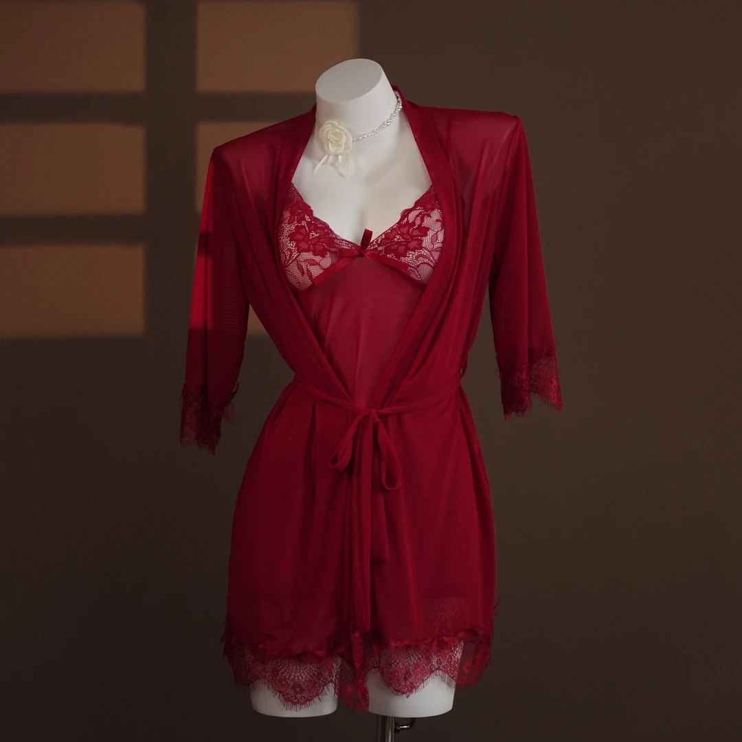 暗香流韵【80-135斤】蝴蝶美背缎面纯欲性感女士睡裙薄款法式