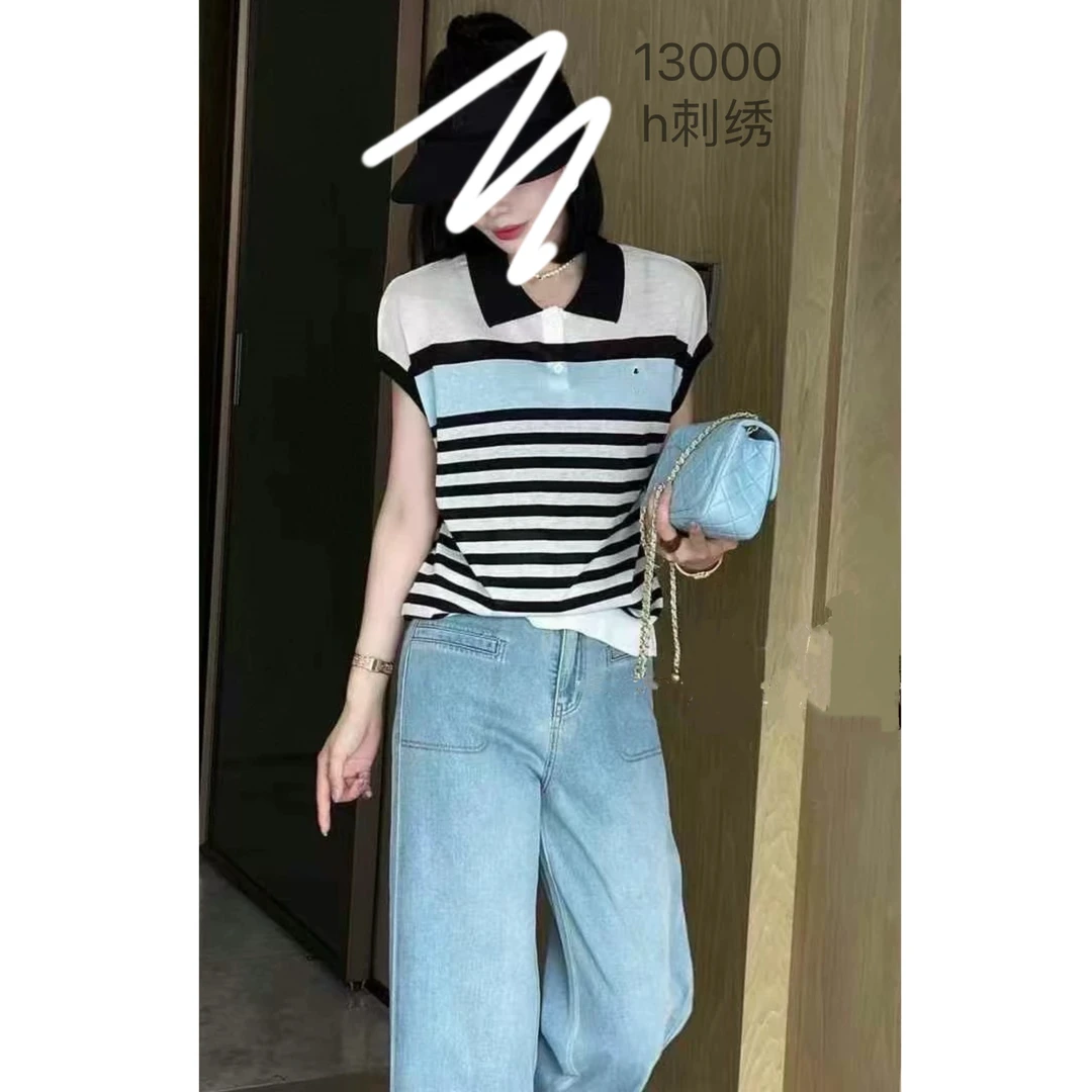 13000（部分无水洗唛，介意慎拍）WANGDAN新款刺绣条纹短袖