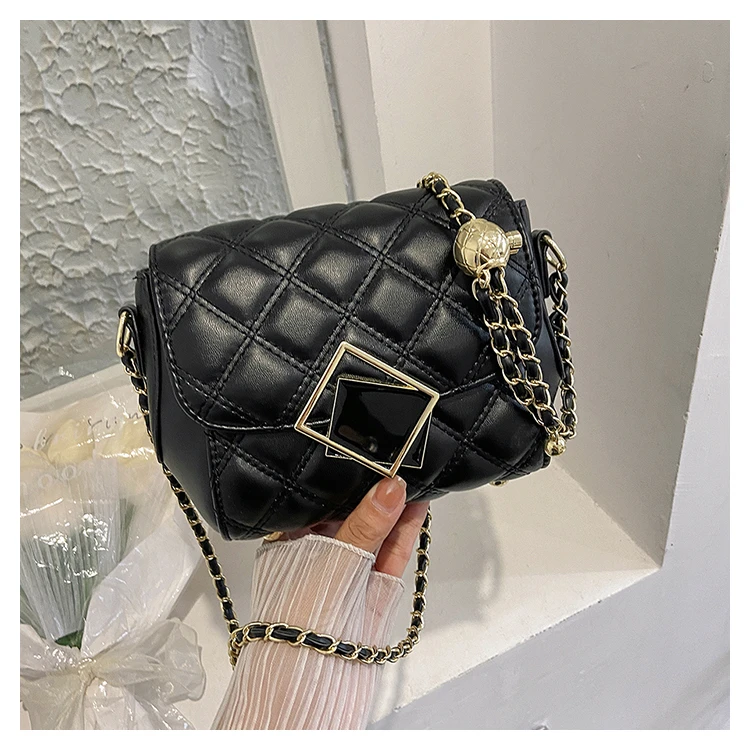 2025爆款潮流时尚百搭绣线菱格链条贝壳包韩版ins小香风女士包包