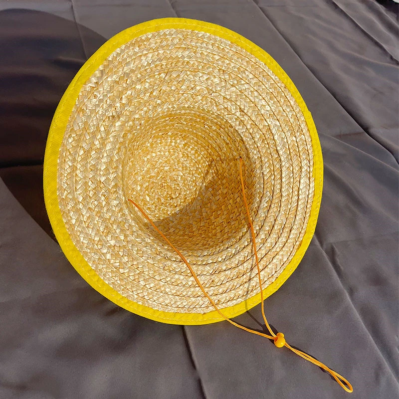 儿童麦秆草帽户外遮阳防晒男女农民工地劳动大檐印字定制logo草帽