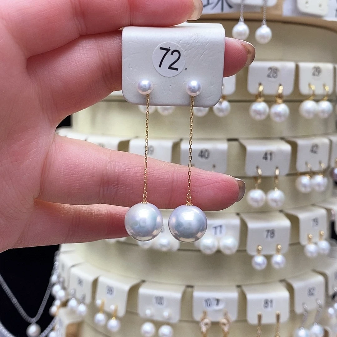 淡水珍珠耳饰18K金镶嵌