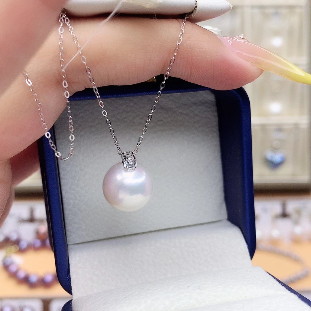 淡水珍珠18K金镶嵌吊坠(赠链)