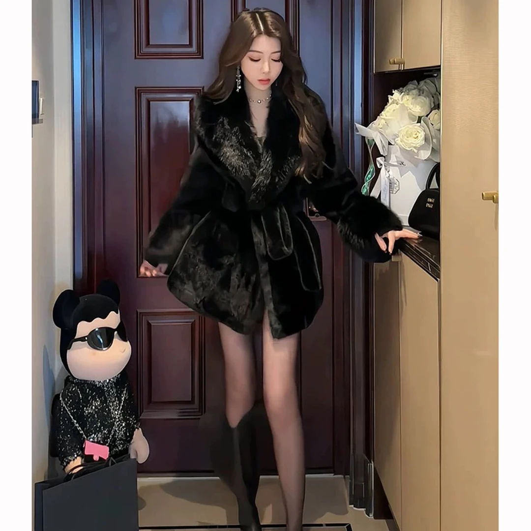 【小洪欣专属】2024冬季新款高级感气质120长款毛茸茸保暖外套2663