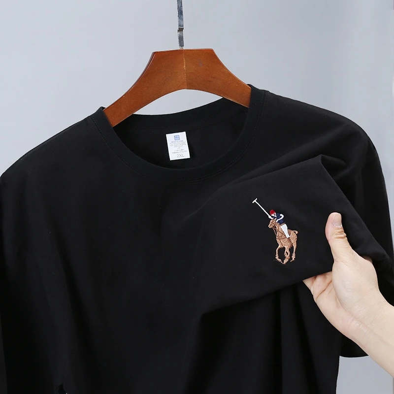 【刺绣】保罗纯棉T恤夏季短袖男女同款针织印花情侣休闲时尚运动