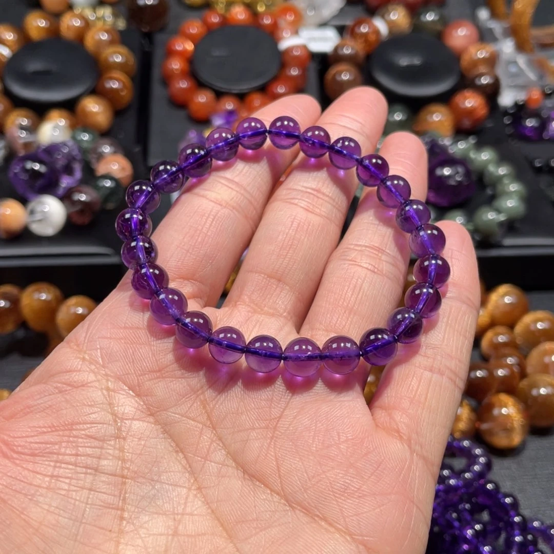 水晶手链未镶嵌大*囍紫水晶7mm左右