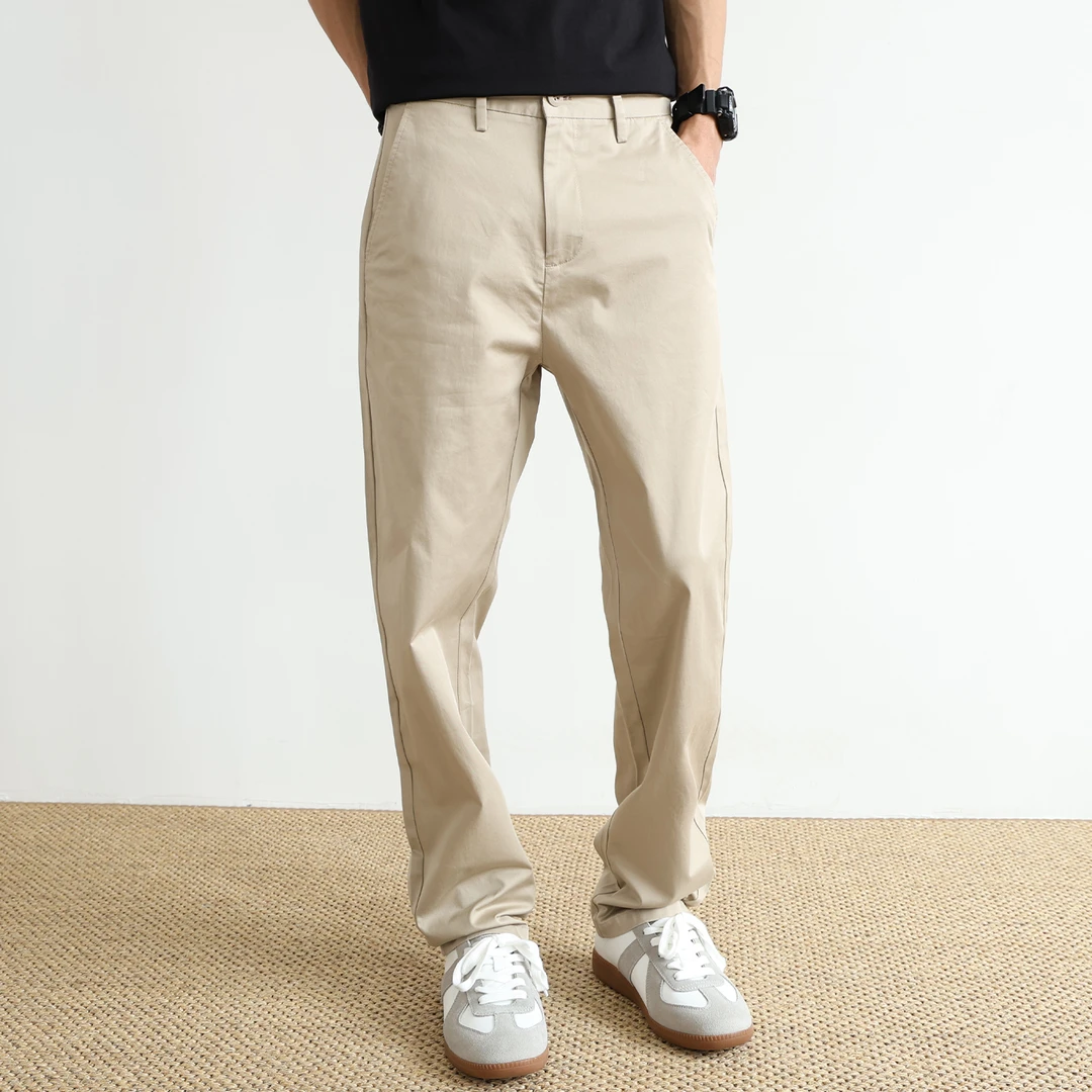 休闲裤男士2025新品直筒裤棉纯色四季透气宽松裤子百搭商务休闲