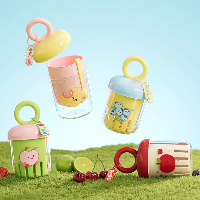 多巴胺便携水果清洗杯野餐沙拉杯可沥水自带叉子小巧保鲜盒沙拉杯