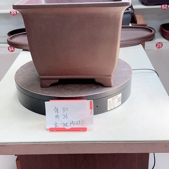 紫砂花盆疾***草四方上口线