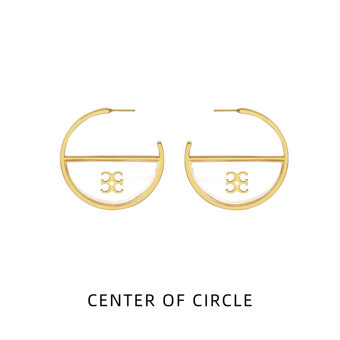 铜合金树脂耳饰 COC圆心-重生饰语-铜合金透明树脂logo耳圈