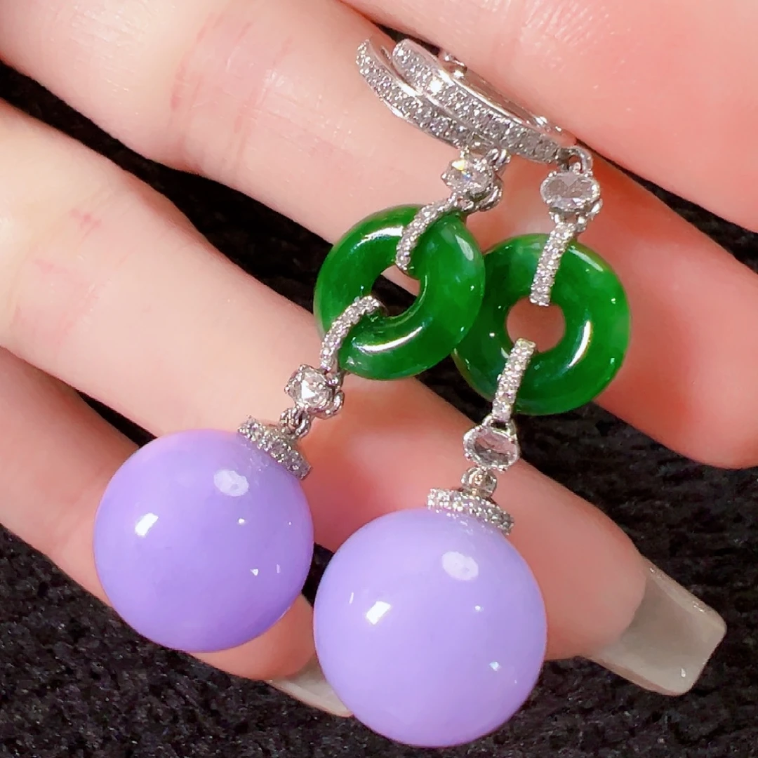 翡翠18K金镶嵌耳饰签收后24小时鉴赏期，过时不退