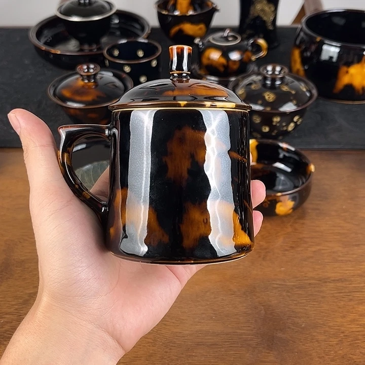杯玳瑁釉办公把杯