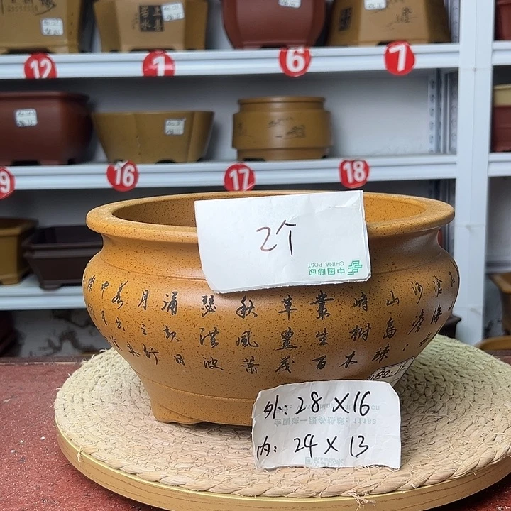 紫砂花盆蛇年大吉