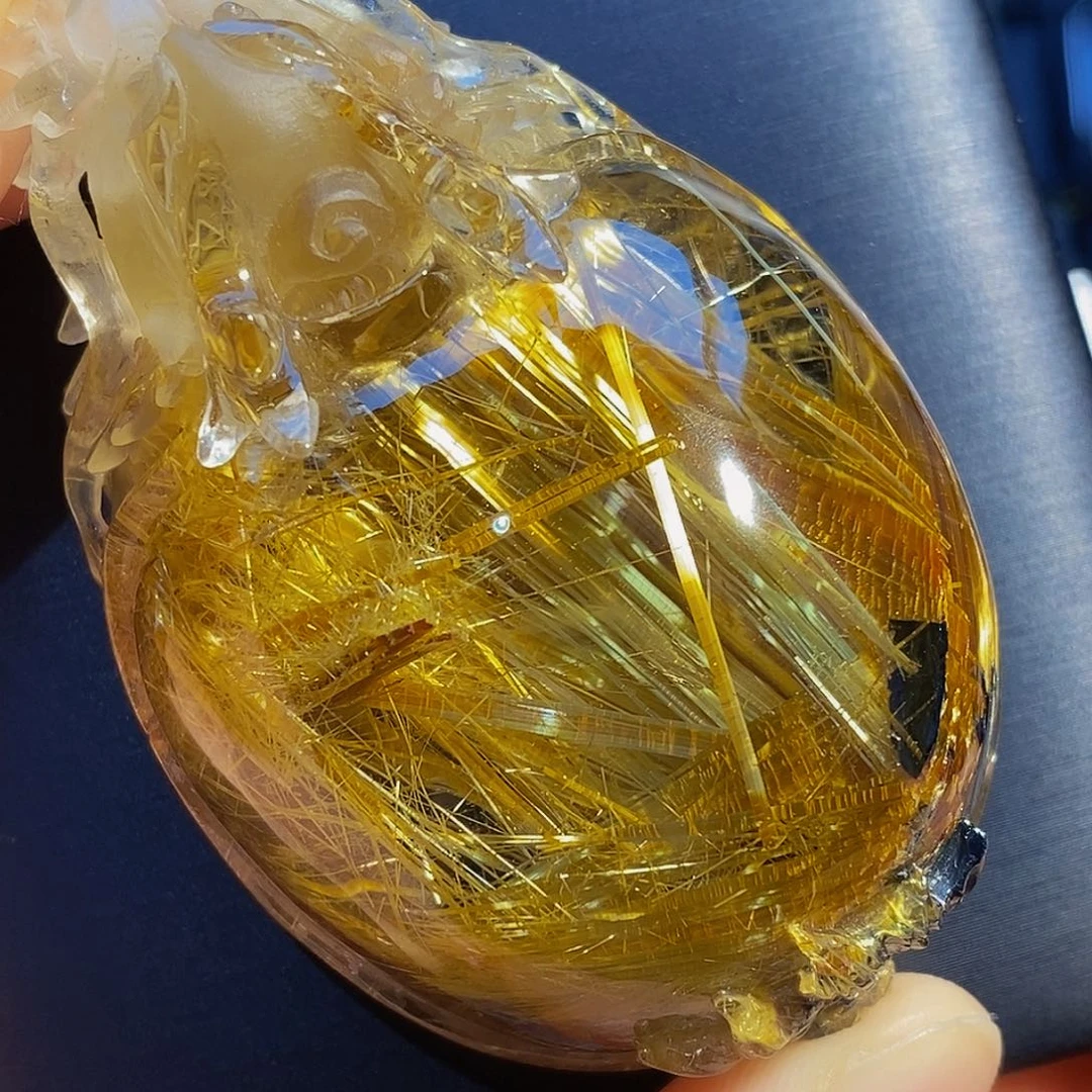 水晶颈饰未镶嵌天然藏品老矿硬宽板钛龙龟摆件