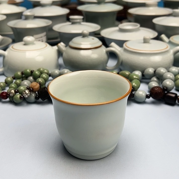 杯月白釉缸杯原矿原釉原产地