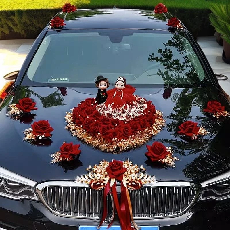 高级婚新婚车花车队车头花结婚礼车贴布置汽车大号包邮干花备婚庆