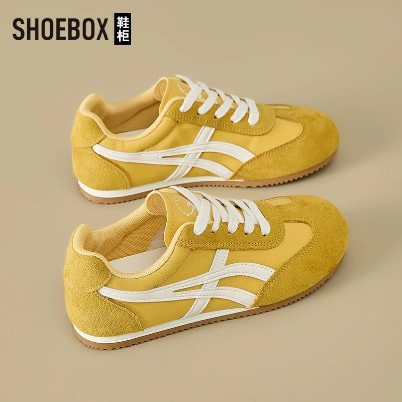SHOEBOX鞋柜德训鞋女款2025新款透气薄款不闷脚休闲运动阿甘鞋
