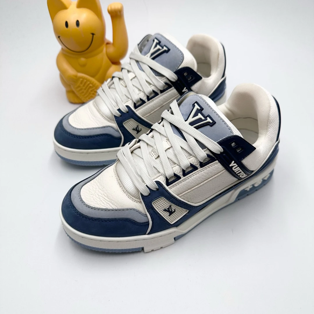 95新 LouisVuitton/路易威登 BB0516/36码/白蓝拼接Trainer板鞋
