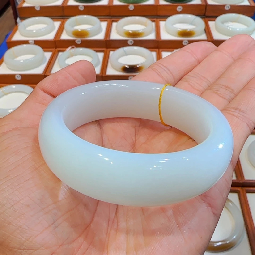 和田玉未镶嵌手镯新疆轮胎羊脂玉56 57 58