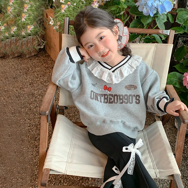 女童卫衣秋款2025新款洋气女宝宝春秋季休闲上衣儿童秋装套头衣服