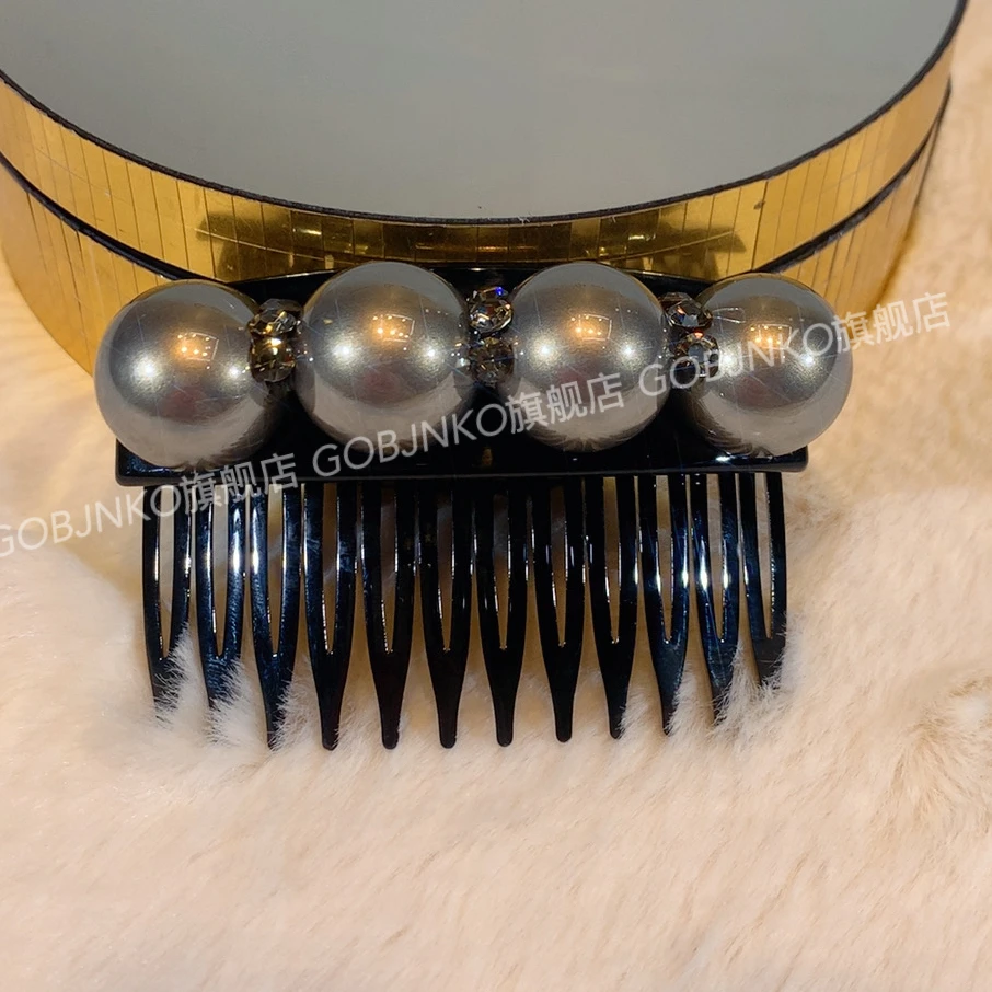 GOBJNKO韩版插梳顶夹边夹女法式千金风发夹日韩复古风发卡百搭