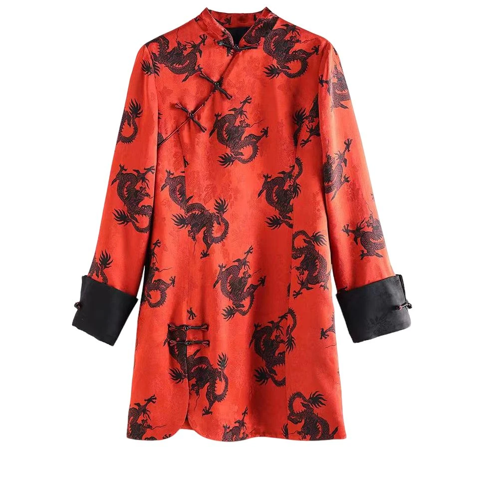 『龙韵华裳』新中式国风气质穿搭新款提花斜襟贵气盘扣旗袍裙