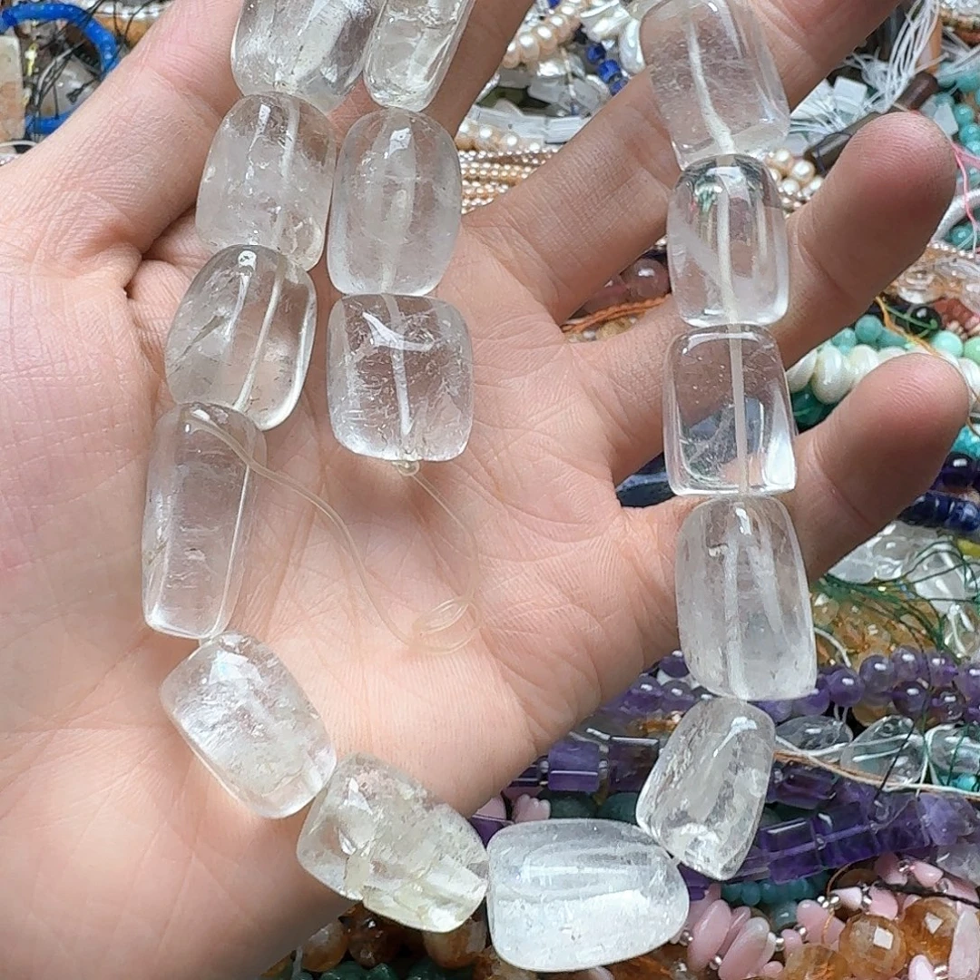 玛瑙/玉髓未镶嵌珠宝半成品一条15m老白水