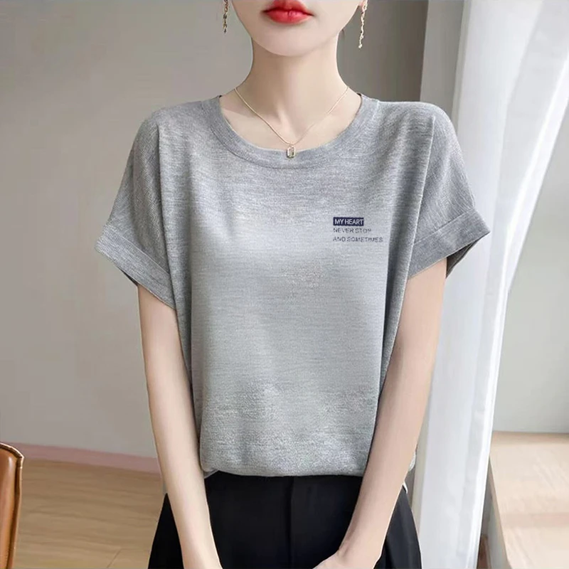 韩版正肩雪花棉短袖t恤女士夏季新款百搭上衣大码宽松胖mm体恤衫