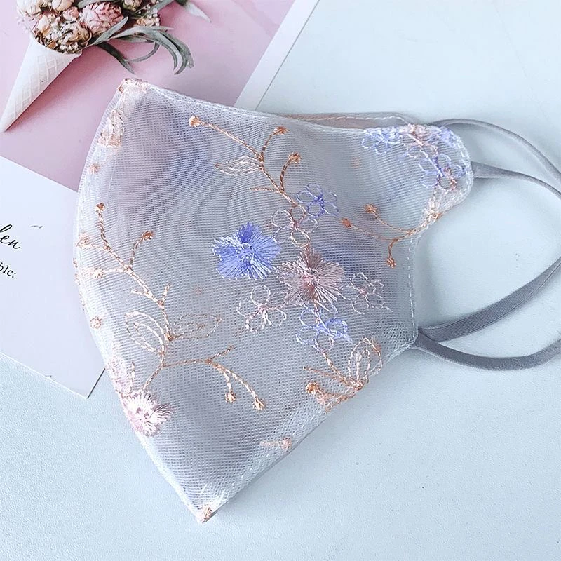 透气防水成人金色防晒口罩高颜值遮脸蕾丝粉色薄款防晒面罩白色