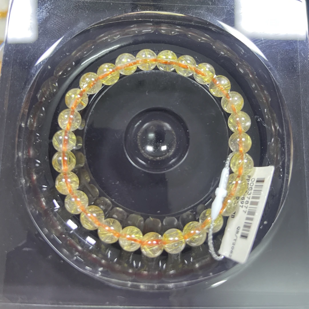 天然金发晶水晶手串7mm