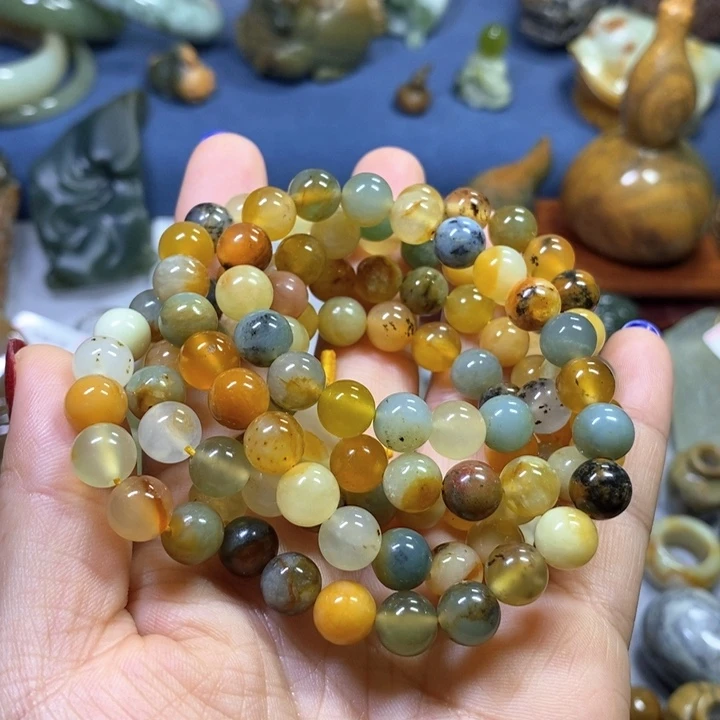 蛇纹石玉未镶嵌花玉串