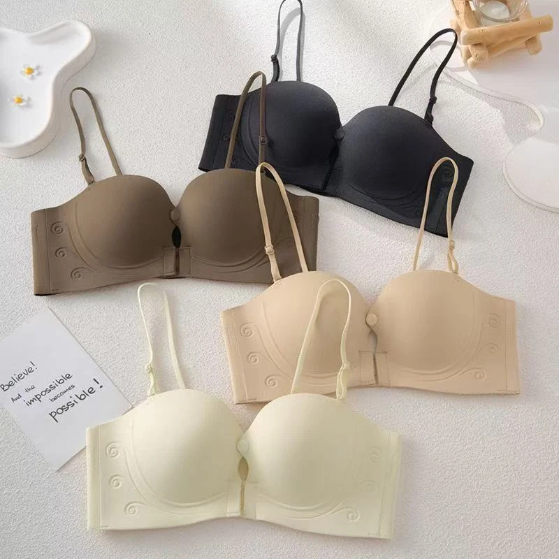 前扣聚拢防滑无肩带文胸女裹胸显大无痕防下垂收副乳隐形夏季内衣