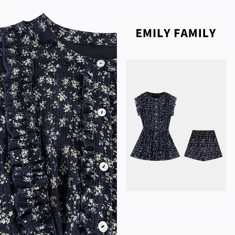 【编号07】夏时花开 法式慵懒感中长款宽松休闲衬衫套装YLG-1000270