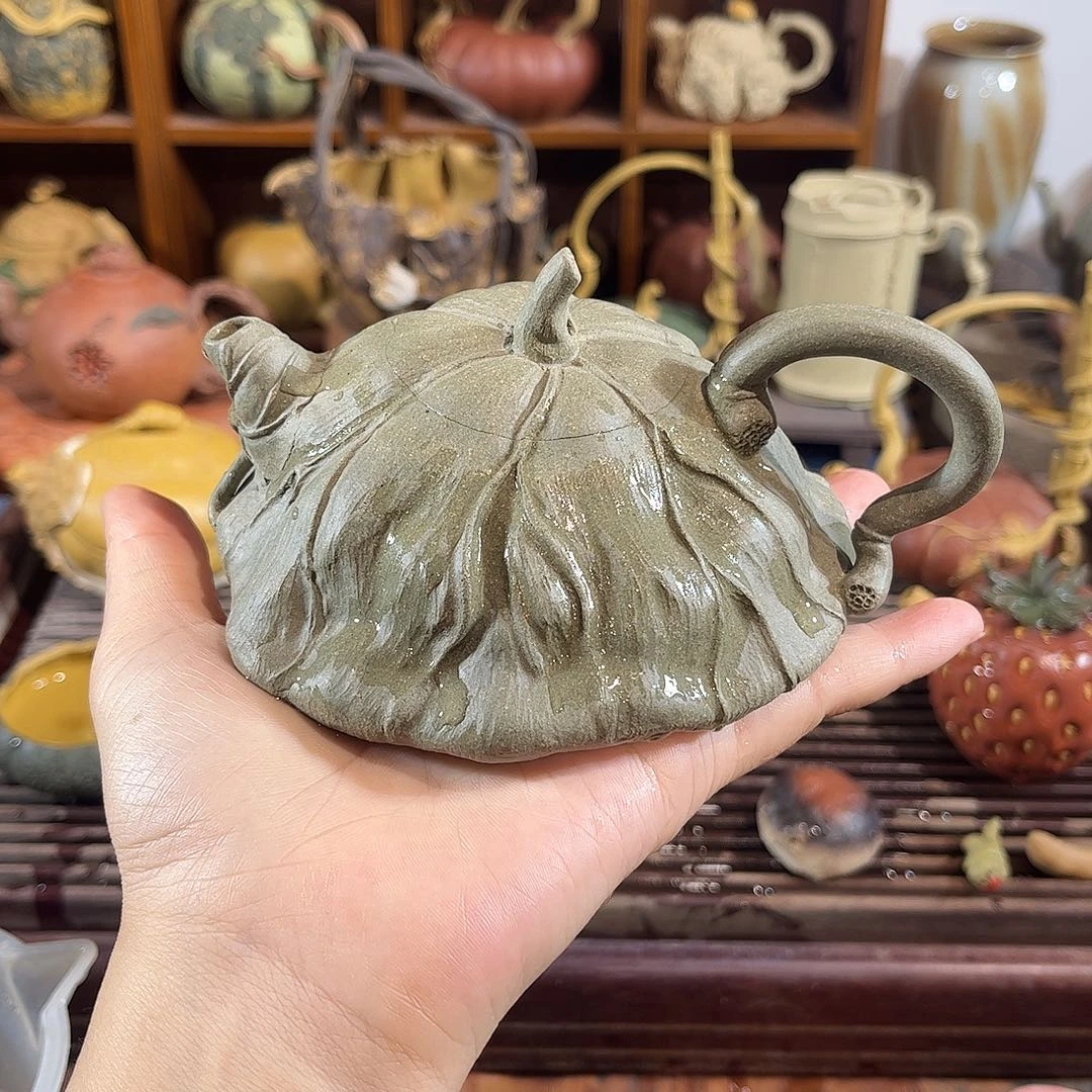 紫砂茶宠扁莲蓬紫砂