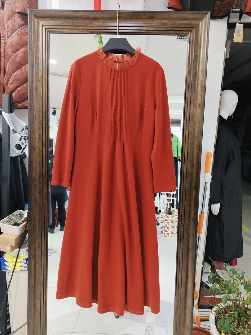 女士长袖连衣裙(不显肚子)