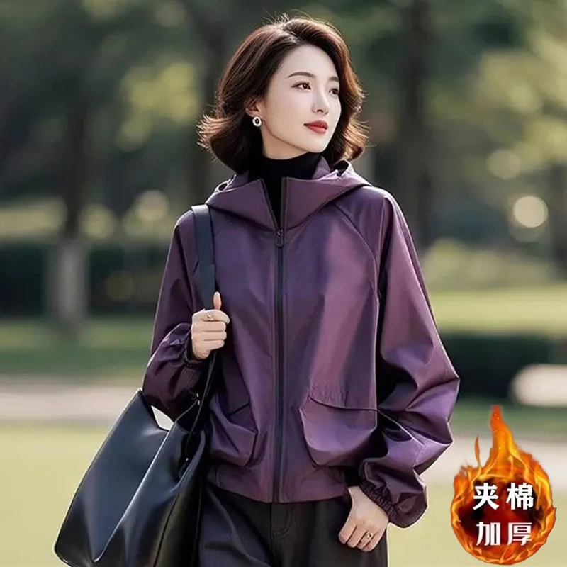 夹棉加厚短款外套女小个子2025秋季新款休闲风韩系显瘦宽松长袖