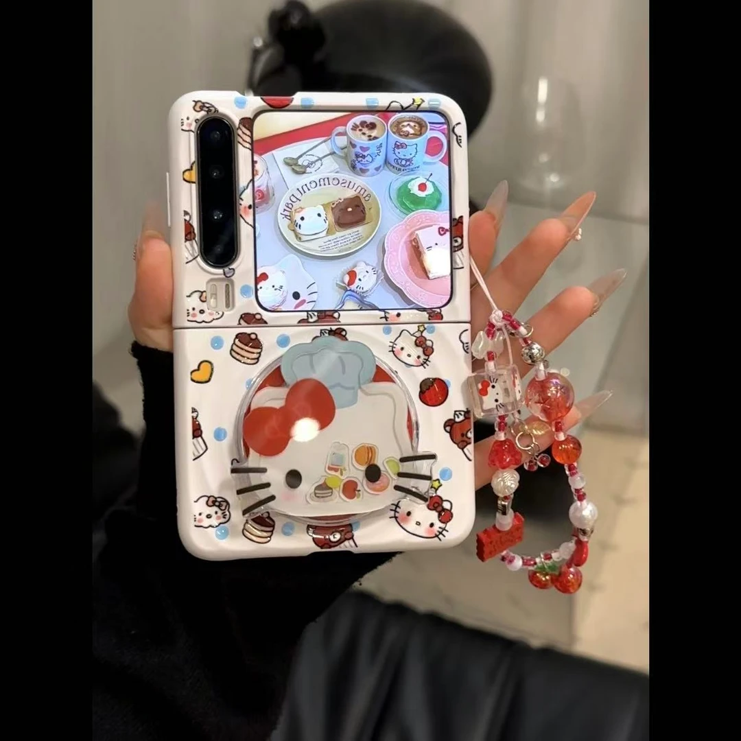 可爱满屏kt猫磁吸支架华为puraX折叠屏pocket2手机壳小米mixflip