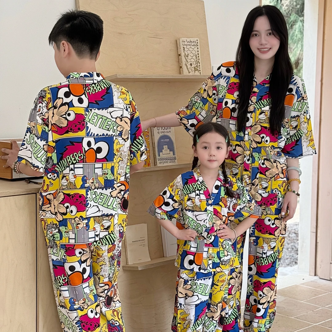 夏季儿童睡衣棉绸男女童中大童透气薄款短袖空调宝宝绵绸家居服