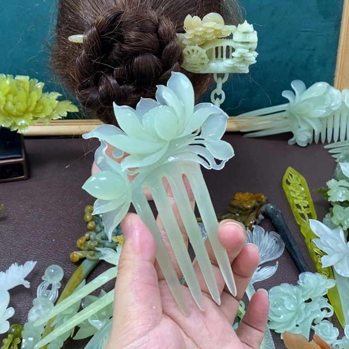 蛇纹石玉发饰未镶嵌香****）