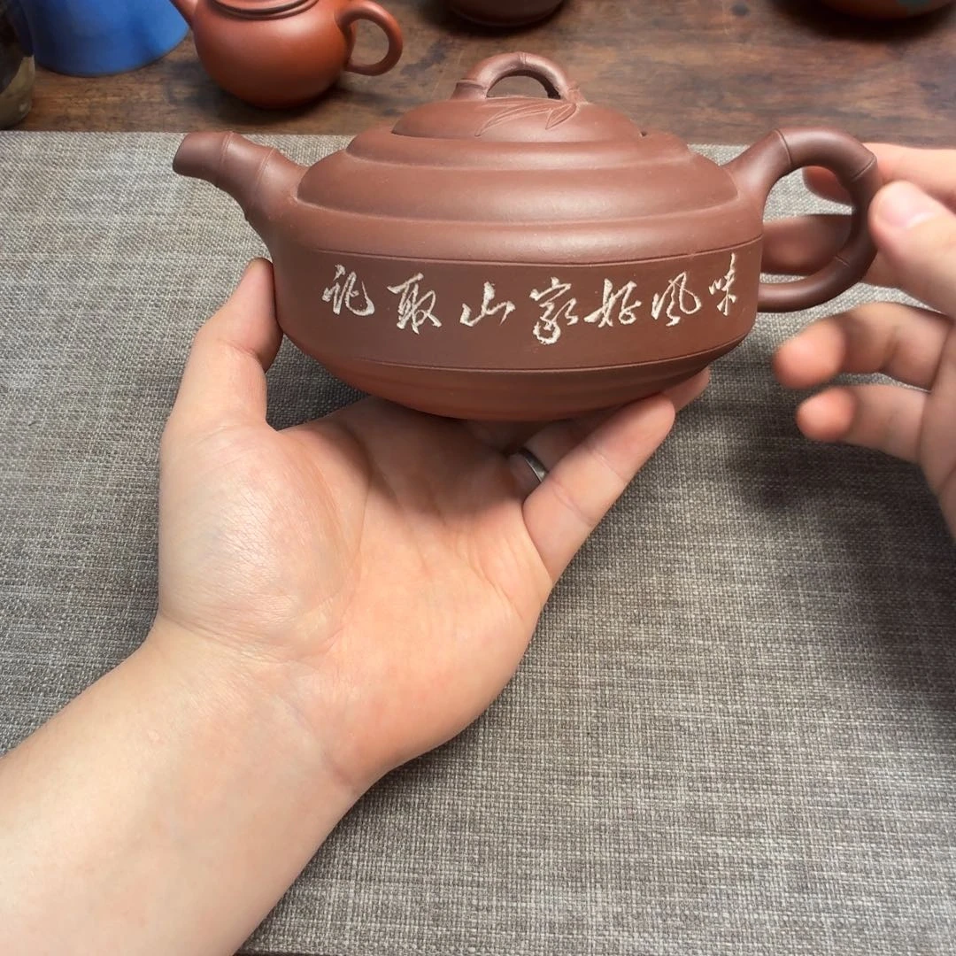 茶壶紫砂70年代一厂外销精品矮竹壶