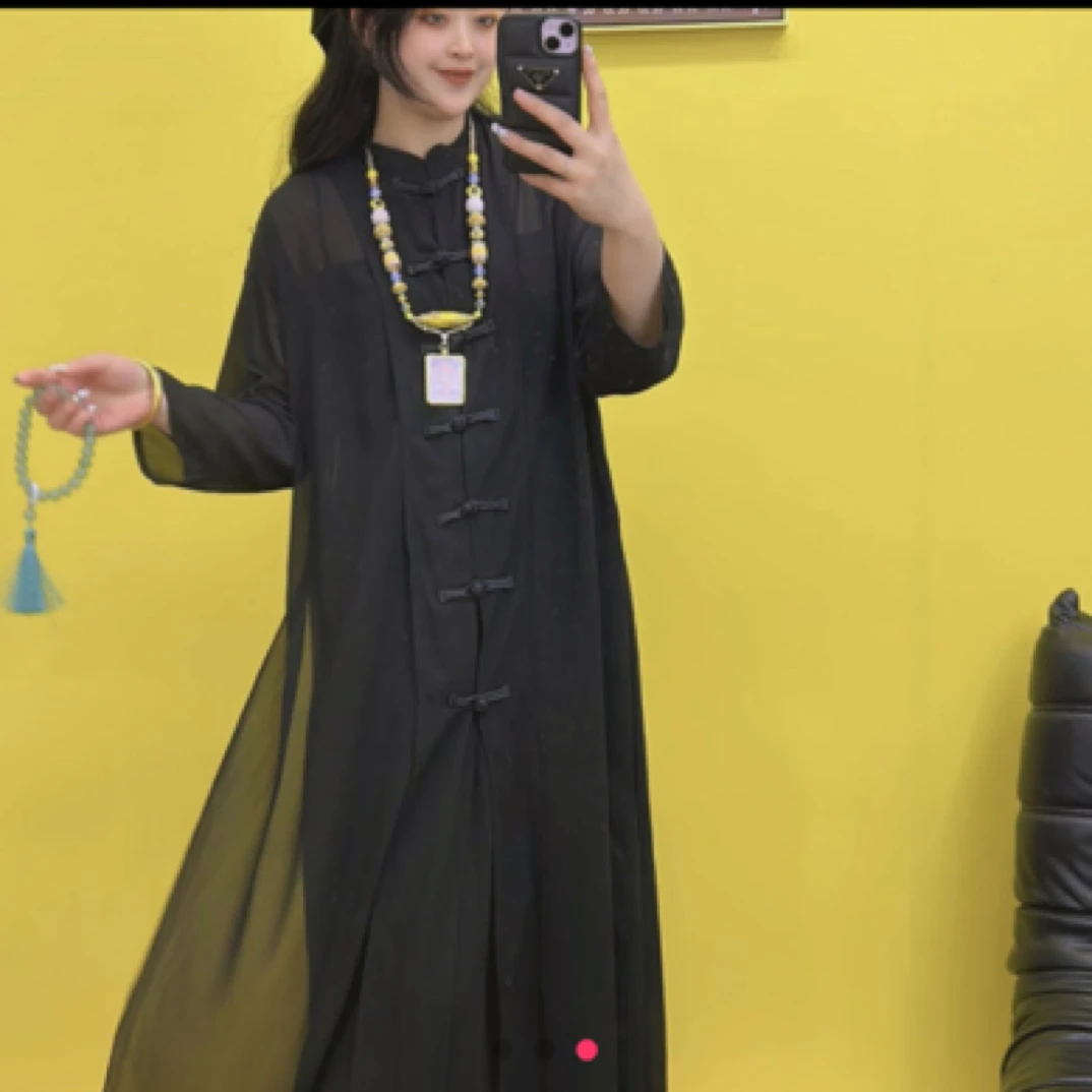 南韩纱中式国风长裙阔腿裤套装