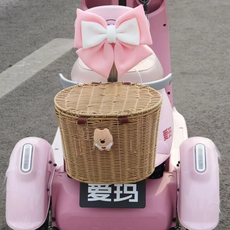 【可放冬盔】电动车宠物筐后置车筐自行车前筐摩托收纳带盖储物车筐